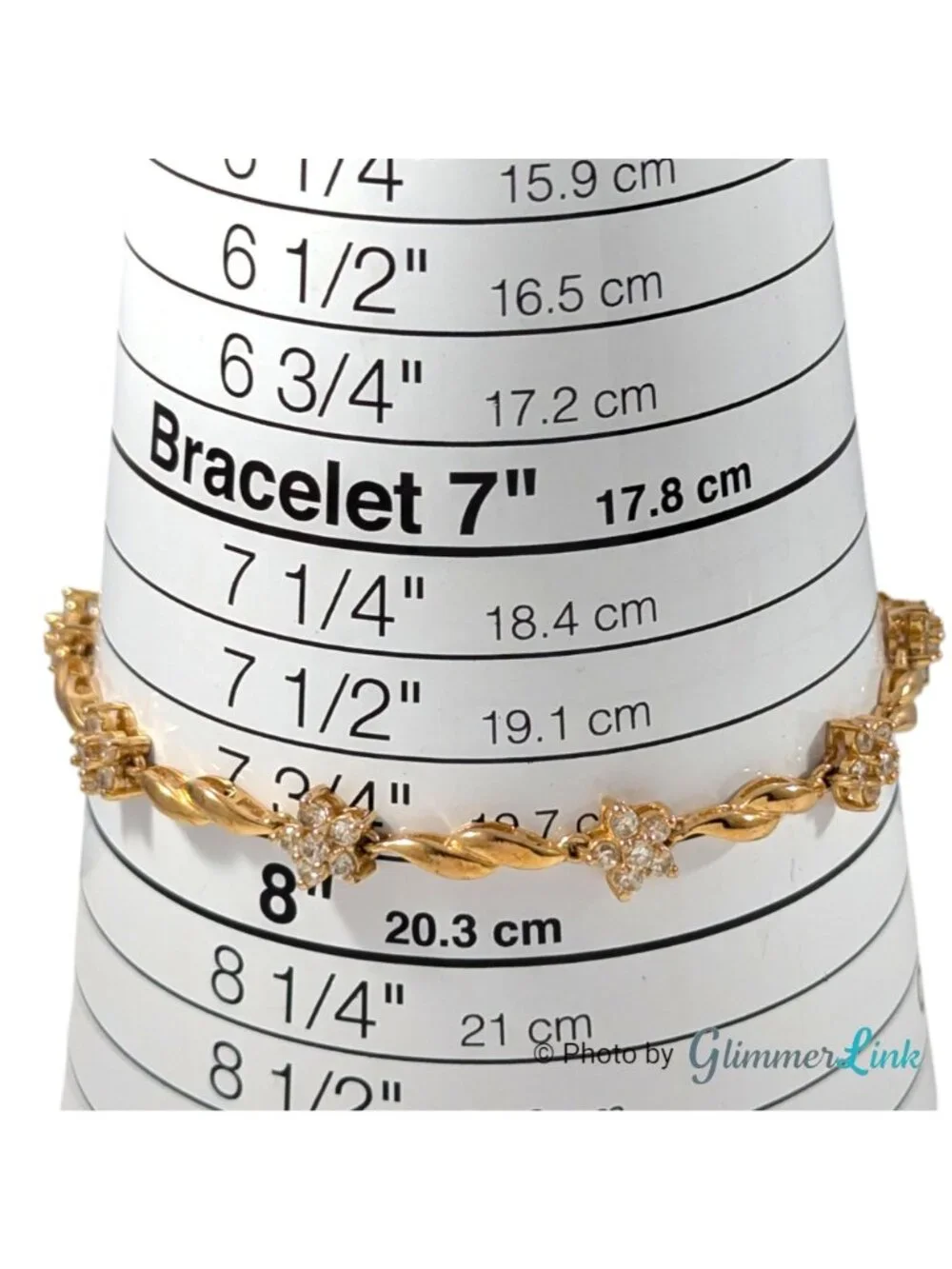 Ross Simons Gold Plated 925 Sterling CZ Floral Link Bracelet - Picture 9 of 10